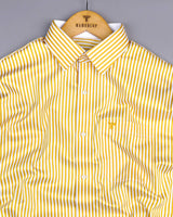 Destiny Yellow With White Stripe Premium Giza Designer Shirt