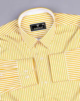 Destiny Yellow With White Stripe Premium Giza Designer Shirt