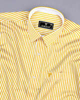 Destiny Yellow With White Stripe Premium Giza Designer Shirt