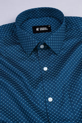 Royal blue with white rhombus shape printed shirt