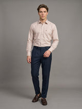 Tropsin Cream Houndstooth Dobby Check Premium Giza Shirt