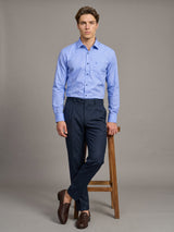 Tropsin Blue Houndstooth Dobby Check Premium Giza Shirt