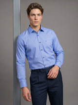 Tropsin Blue Houndstooth Dobby Check Premium Giza Shirt