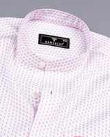 Cosmos White With Peach Color Printed Dobby Cotton Shirt