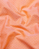 Pumpkin Orange Jacquard Textured Cotton Shirt Style Kurta