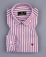 Harwich Maroon With White Stripe Dobby Cotton Shirt