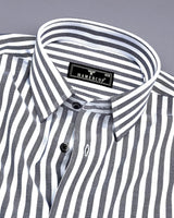 Harwich Black With White Stripe Dobby Cotton Shirt