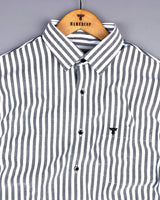 Harwich Black With White Stripe Dobby Cotton Shirt