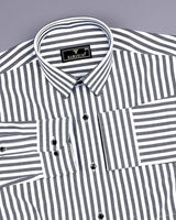 Harwich Black With White Stripe Dobby Cotton Shirt