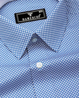 Arbon Blue With White Polka Dot Printed Designer Cotton Shirt