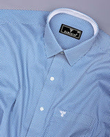 Arbon Blue With White Polka Dot Printed Designer Cotton Shirt