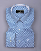 Arbon Blue With White Polka Dot Printed Designer Cotton Shirt