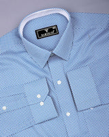 Arbon Blue With White Polka Dot Printed Designer Cotton Shirt