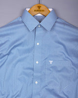 Arbon Blue With White Polka Dot Printed Designer Cotton Shirt