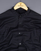 Galaxy Black Self Weft Stripe Dobby Cotton Shirt