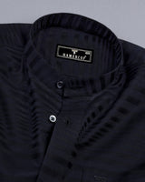 Galaxy Black Self Weft Stripe Dobby Cotton Shirt