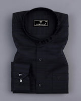 Galaxy Black Self Weft Stripe Dobby Cotton Shirt