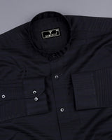 Galaxy Black Self Weft Stripe Dobby Cotton Shirt
