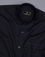 Galaxy Black Self Weft Stripe Dobby Cotton Shirt