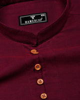 Rosewood Maroon Dobby Textured Cotton Shirt Style Kurta