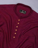 Rosewood Maroon Dobby Textured Cotton Shirt Style Kurta
