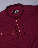 Rosewood Maroon Dobby Textured Cotton Shirt Style Kurta