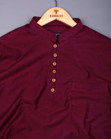Rosewood Maroon Dobby Textured Cotton Shirt Style Kurta