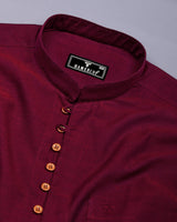 Rosewood Maroon Dobby Textured Cotton Shirt Style Kurta