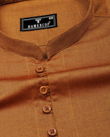 Curry Mustard Yellow Dobby Textured Cotton Shirt Style Kurta