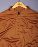 Curry Mustard Yellow Dobby Textured Cotton Shirt Style Kurta