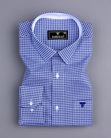 Stellar Blue Dobby Check Formal Cotton Designer Shirt