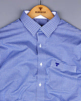 Stellar Blue Dobby Check Formal Cotton Designer Shirt