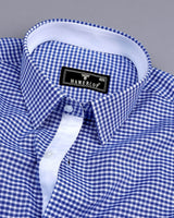Stellar Blue Dobby Check Formal Cotton Designer Shirt