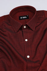 Red with black two tone chambray solid shirt