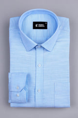 Light blue with white ruff lines solid shirt