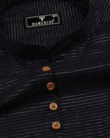 Panther Black Wrex Weft Stripe Cotton Shirt Style Kurta