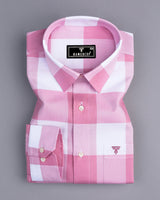 Merida Pink With White Broad Check Oxford Cotton Shirt