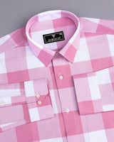 Merida Pink With White Broad Check Oxford Cotton Shirt