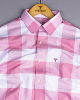 Merida Pink With White Broad Check Oxford Cotton Shirt