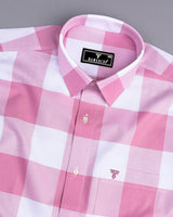 Merida Pink With White Broad Check Oxford Cotton Shirt