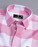 Merida Pink With White Broad Check Oxford Cotton Shirt