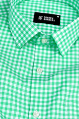 Classic parrot green with white twill check shirt