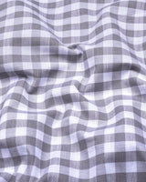 Trooper Gray With White Check Linen Cotton Shirt