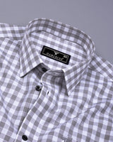 Trooper Gray With White Check Linen Cotton Shirt