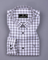 Trooper Gray With White Check Linen Cotton Shirt