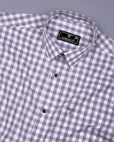Trooper Gray With White Check Linen Cotton Shirt