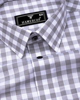 Trooper Gray With White Check Linen Cotton Shirt