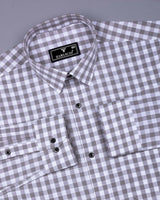 Trooper Gray With White Check Linen Cotton Shirt