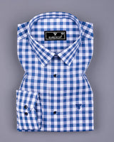 Trooper SkyBlue With White Check Linen Cotton Shirt