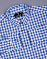 Trooper SkyBlue With White Check Linen Cotton Shirt